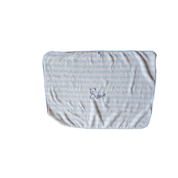 Just One You Little Snuggle Bear Blue White Striped Baby Blanket 30"x40" - Picture 3 of 4